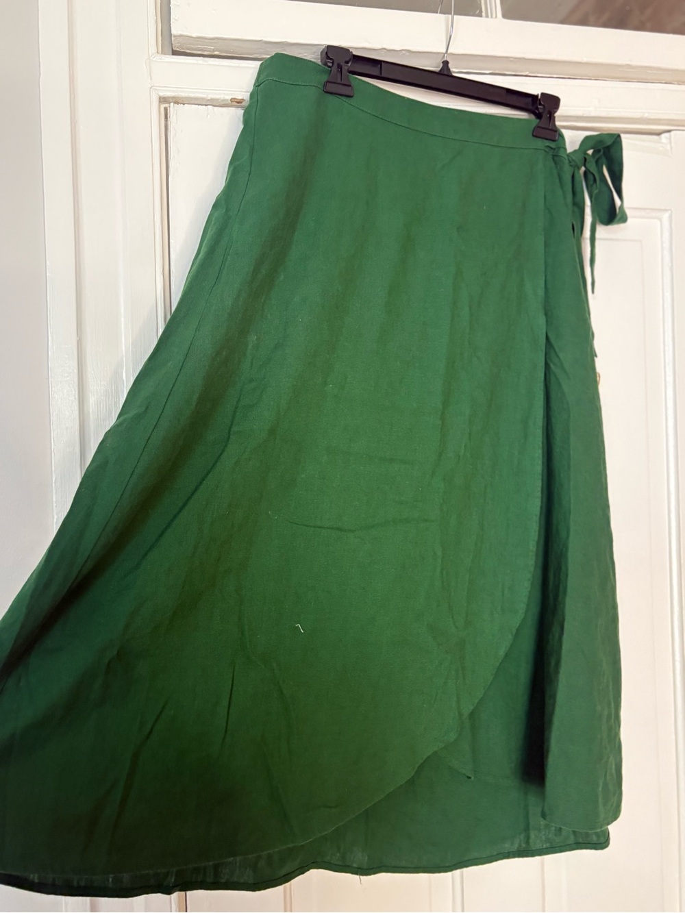 J. Crew Factory Jade Green Linen Wrap Skirt